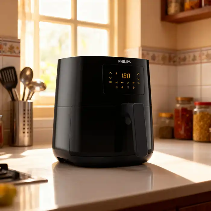 Philips HD9252 4.1L digital air fryer with touch panel on kitchen counter