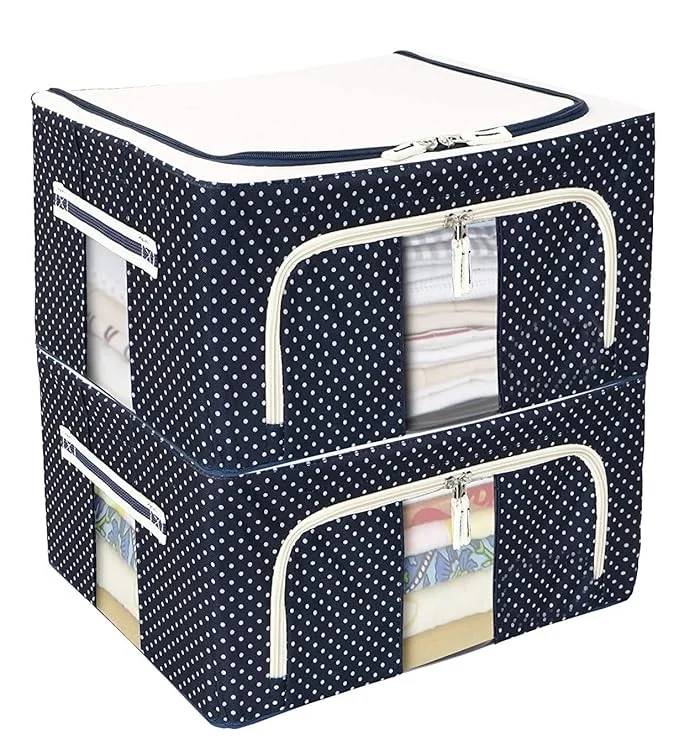 FLYNGO foldable steel frame clothes organizer storage box 24L pack of 2 India
