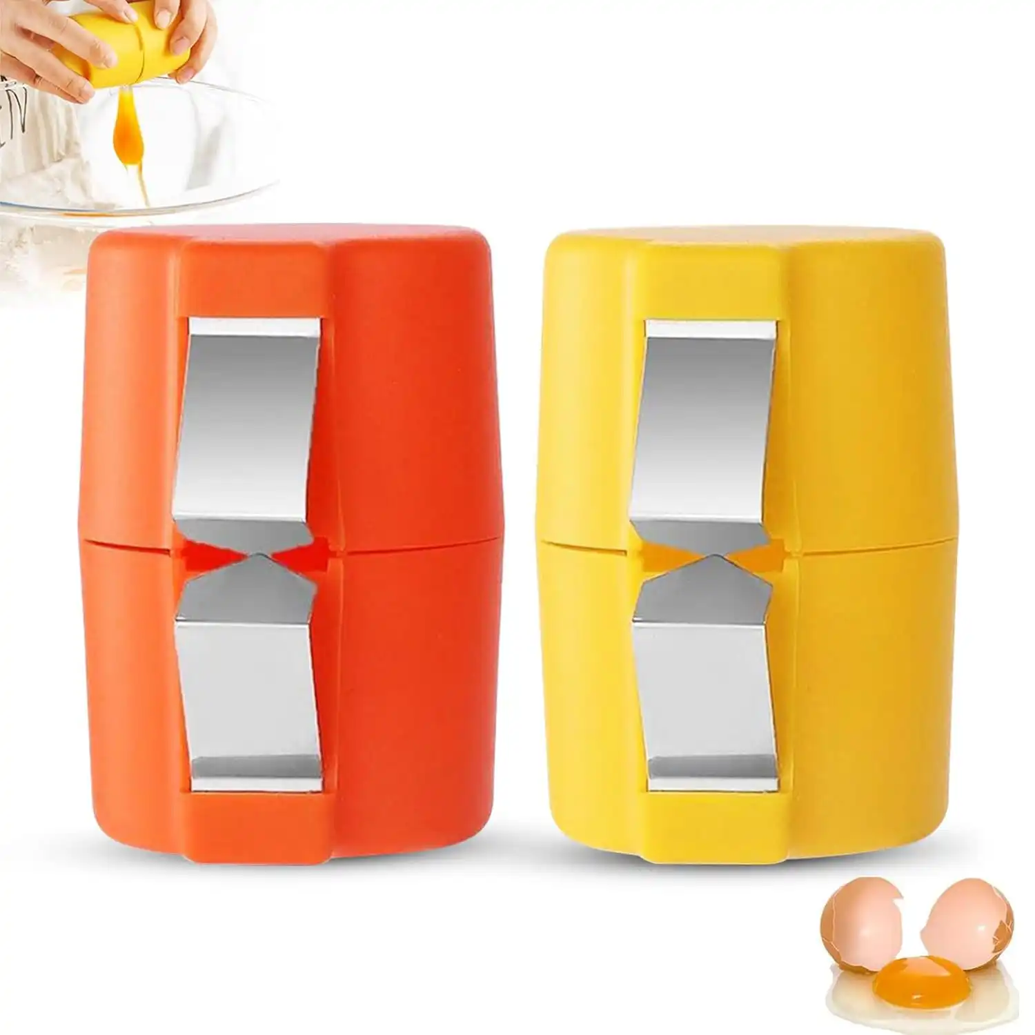 AADHIK egg cracker tool set of 2 orange clean crack no shell fragments India