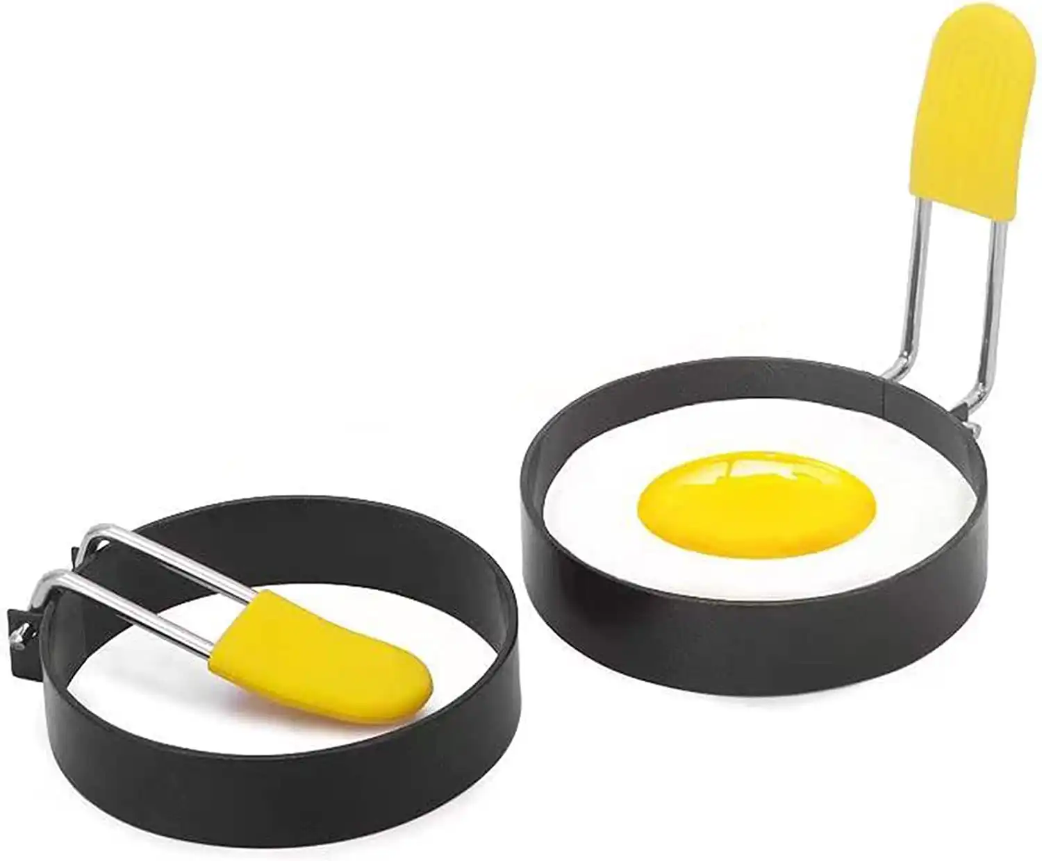 SS stainless steel egg rings set of 2 silicone handle pancake mold India