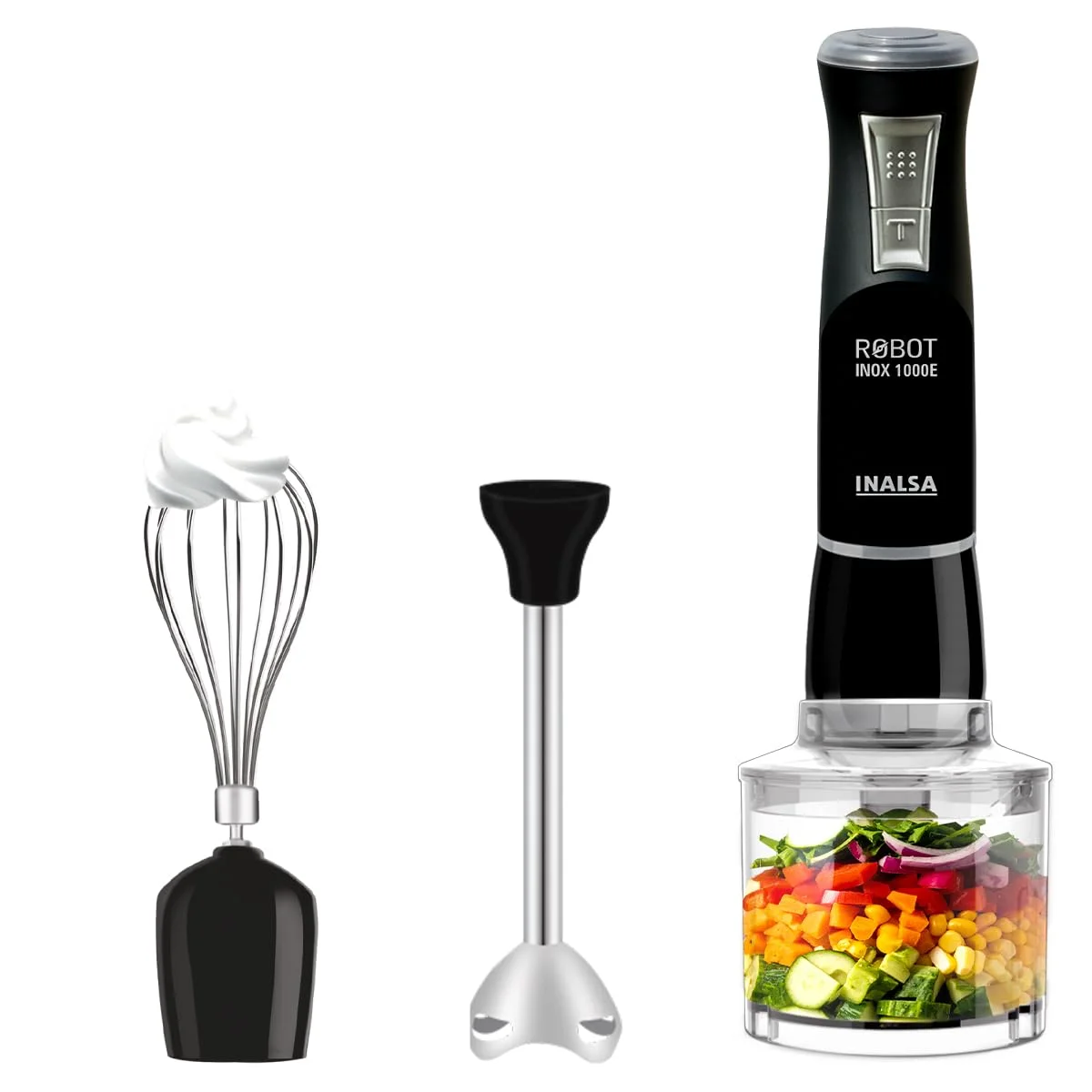 INALSA Robot Inox 1000E 1000W hand blender with chopper whisker India